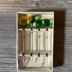 NEW Crate and Barrel Glass Olive Cocktail Picks Skewers Martini